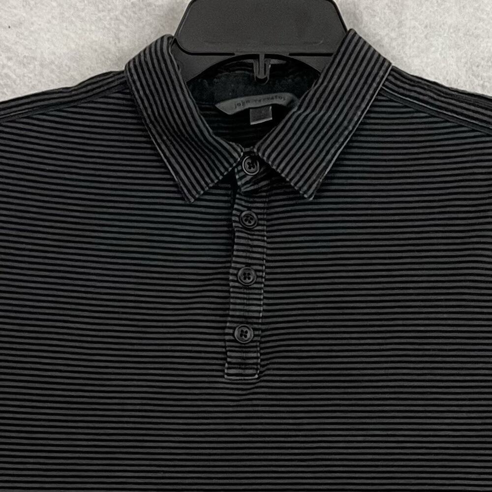 John Varvatos Collection Hampton Polo Mens S Striped Black & Gray Silk Cotton - Picture 7 of 11